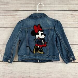 Disney x GAP Minnie Mouse Patched Denim Jacket Youth Girls 3T Blue Medium Wash